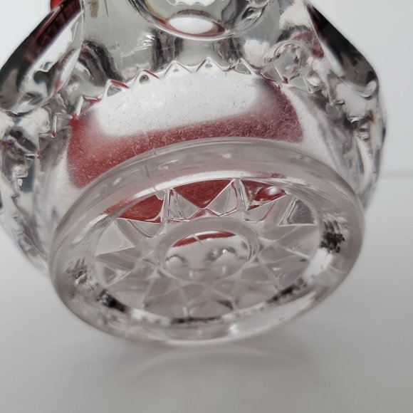 Vintage MCM Cranberry Glass Bowl Vase Candleholder Scalloped Ruffled Rim Regency - Picture 7 of 8